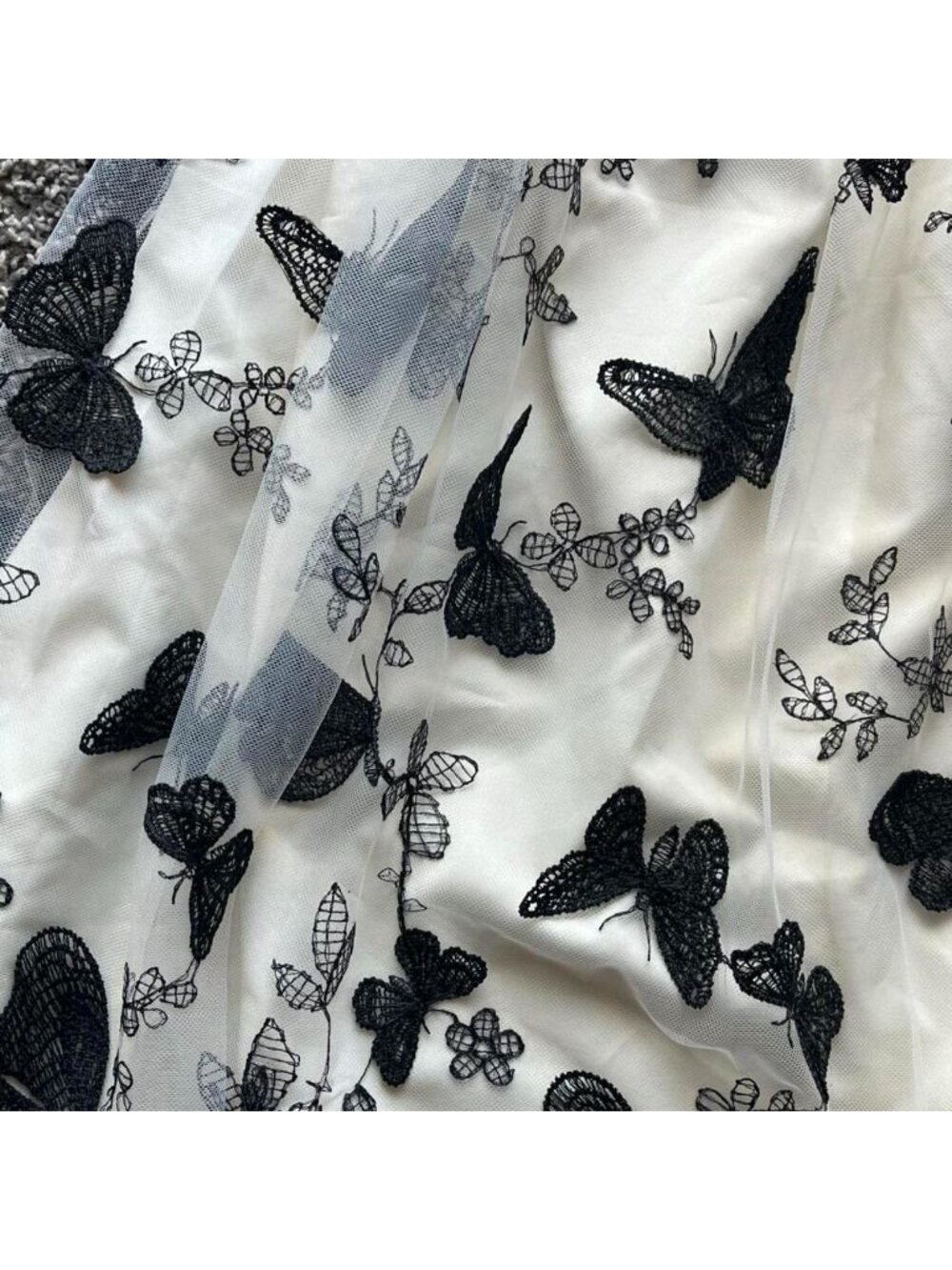 Black and White Butterfly Skirt & Overlay Size Large Fairycore Whimsical Cottage - Picture 2 of 6
